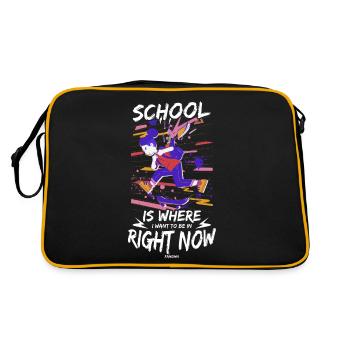 Schule Einschulung Mädchen Skateboard Longboard - Retro Tasche - Schwarz/Gold - Hinten