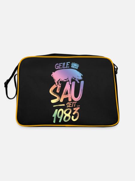 1983 Geile Sau - Retro Tasche - Schwarz/Gold - Hinten