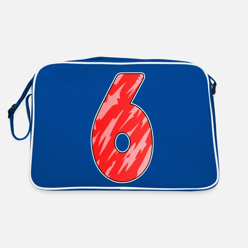 Nummer 6 Muster Rot Retro Tasche