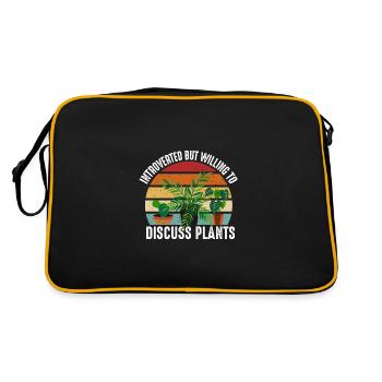 Lustiges Zitat introvertiert, aber bereit, Pflanze - Retro Tasche - Schwarz/Gold - Hinten