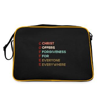 Coffee Christ offers forgiveness to everyone everywhere - Retro Bag - black/gold - Back