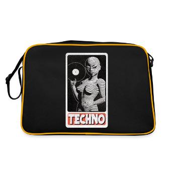 Jeune DJ avec un disque à la main. - Sac Retro - noir/or - Dos