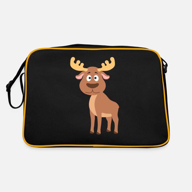 Elch - Retro Tasche - Schwarz/Gold