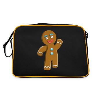 Süsser Lebkuchenmann - Retro Tasche - Schwarz/Gold - Hinten
