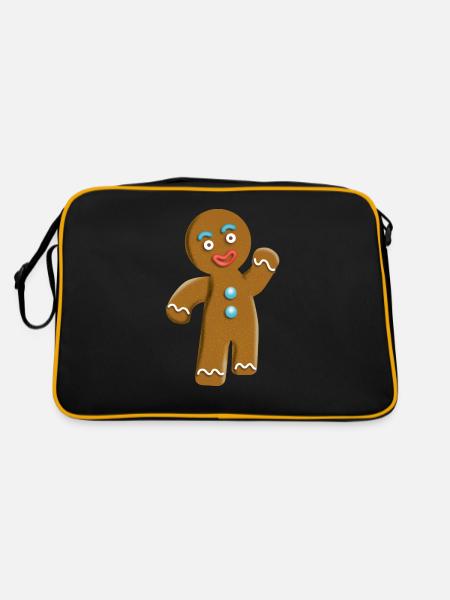 Süsser Lebkuchenmann - Retro Tasche - Schwarz/Gold - Hinten
