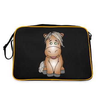 Super süßes Pony - Retro Tasche - Schwarz/Gold - Hinten