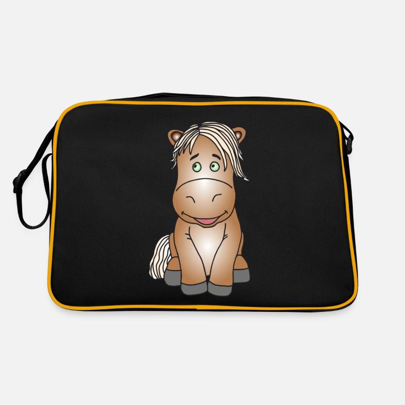 Super süßes Pony - Retro Tasche - Schwarz/Gold