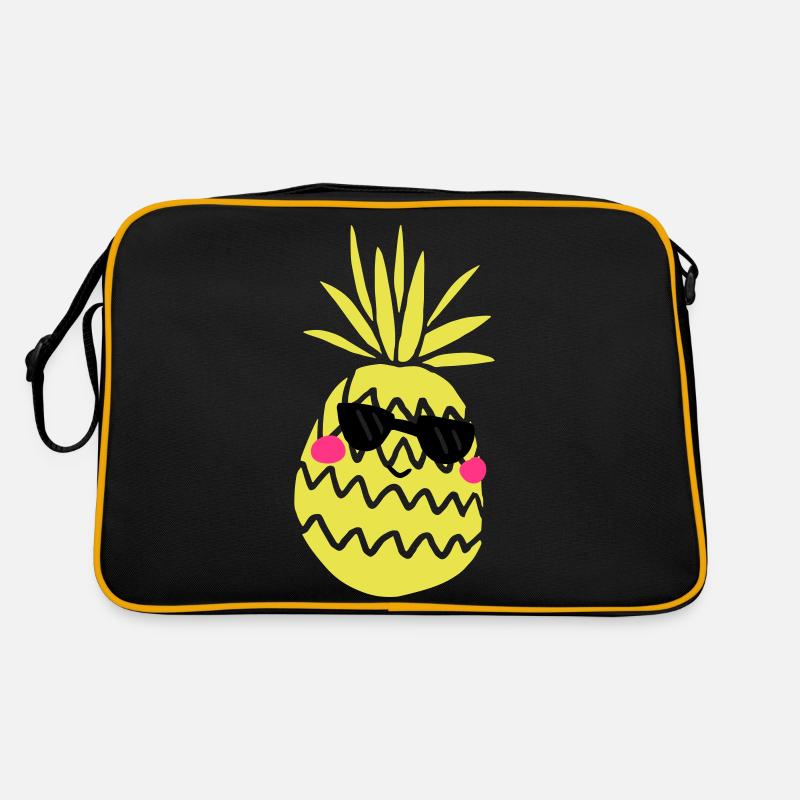 Ananas - Retro Tasche - Schwarz/Gold