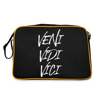 veni vedi vici latein Erfolg erfolgreich Caesar - Retro Tasche - Schwarz/Gold - Hinten