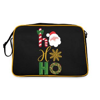 Ho Ho Ho Weihnachten Ikonen - Retro Tasche - Schwarz/Gold - Hinten