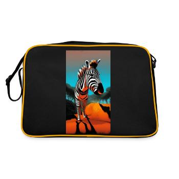 Comic drawing zebra (Hippotigris) during sunset - Retro Bag - black/gold - Back