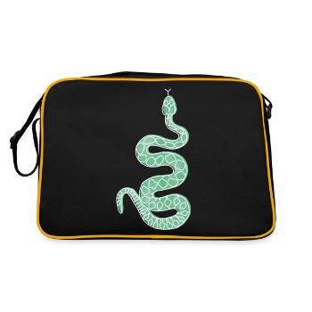 "Snake", boho line art design, series "Desert" - Retro Bag - black/gold - Back