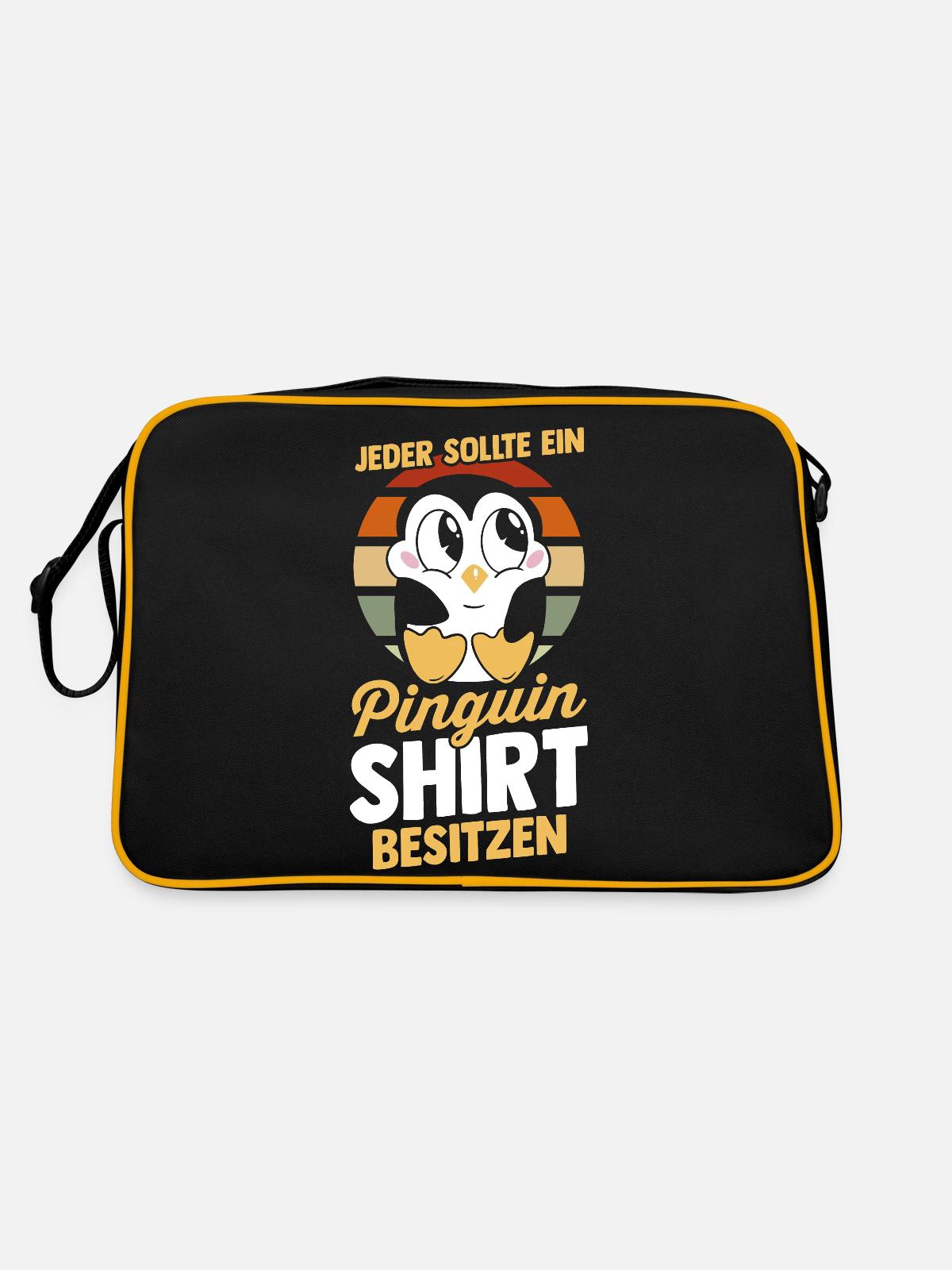 Pinguin - Retro Tasche - Schwarz/Gold - Hinten