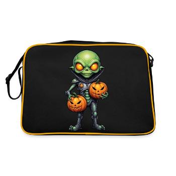 Alien avec des têtes de citrouille Halloween - Sac Retro - noir/or - Dos