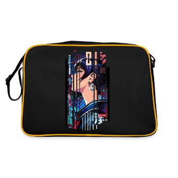Futuristic Cyborg Woman - Retro Bag - black/gold - Back
