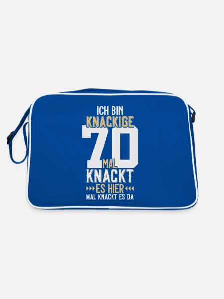 70. GEBURTSTAG 1956 KNACKIGE 70 - Retro Tasche - Blau/Weiß - Hinten