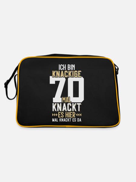 70. GEBURTSTAG 1956 KNACKIGE 70 - Retro Tasche - Schwarz/Gold - Hinten