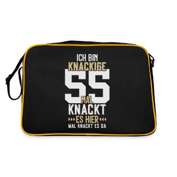 55. GEBURTSTAG 1971 KNACKIGE 55 - Retro Tasche - Schwarz/Gold - Hinten