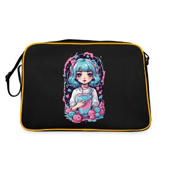 Anime Girl Kawaii gothique Milkshake Pastel Design - Sac Retro - noir/or - Dos