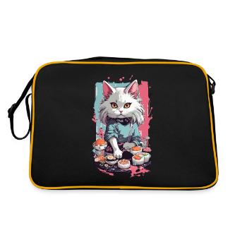 Chat Sushi Master Pastel Lover Design - Sac Retro - noir/or - Dos