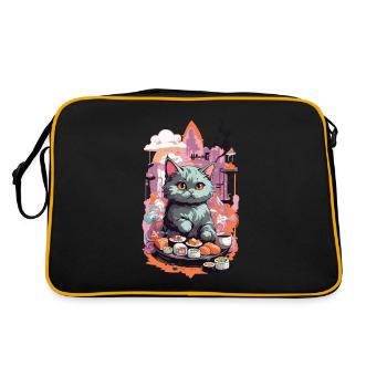 Kawaii Cat Sushi Pastel Lover Japan Style - Retro Bag - black/gold - Back