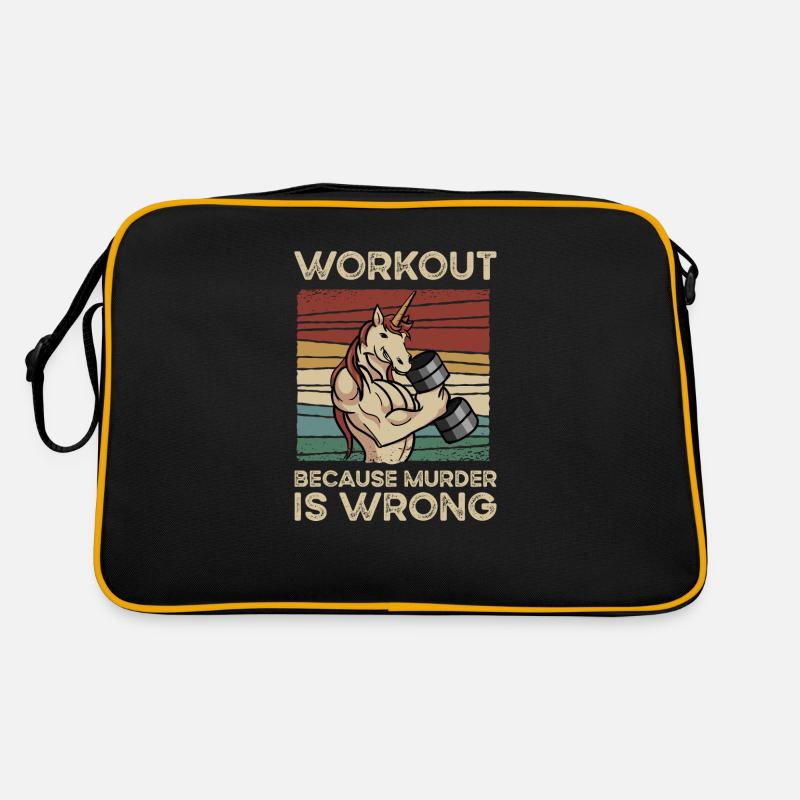 Workout Because Muder Is Wrong Einhorn Unicorn Retro Bag