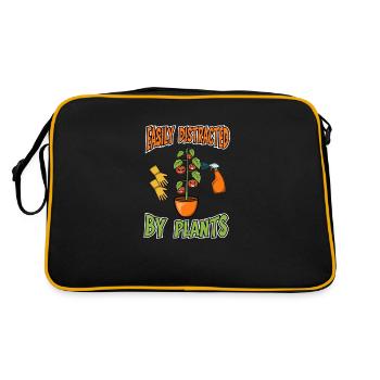 Ablenkt von Pflanzen Gärtnern Hobbygärtner - Retro Tasche - Schwarz/Gold - Hinten