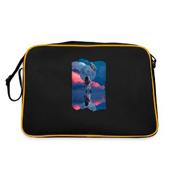 Weltraumastronaut Bärtierchen-Wasserbär - Retro Tasche - Schwarz/Gold - Hinten