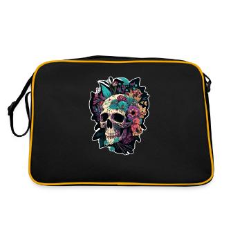 Crâne humain et fleurs 5 - Sac Retro - noir/or - Dos