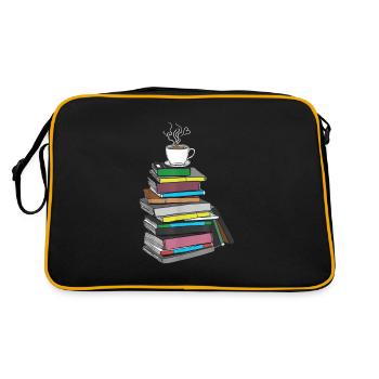 Drawing coffee and books with heart gifts - Retro Bag - black/gold - Back