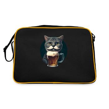 Chat avec de la bière - Sac Retro - noir/or - Dos