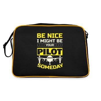 Be Nice I Might Be Your Pilot Someday Funny Pilot - Retro Bag - black/gold - Back