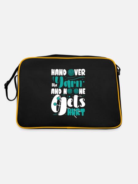 Hand over the yarn and no one gets hurt - Retro Tasche - Schwarz/Gold - Hinten
