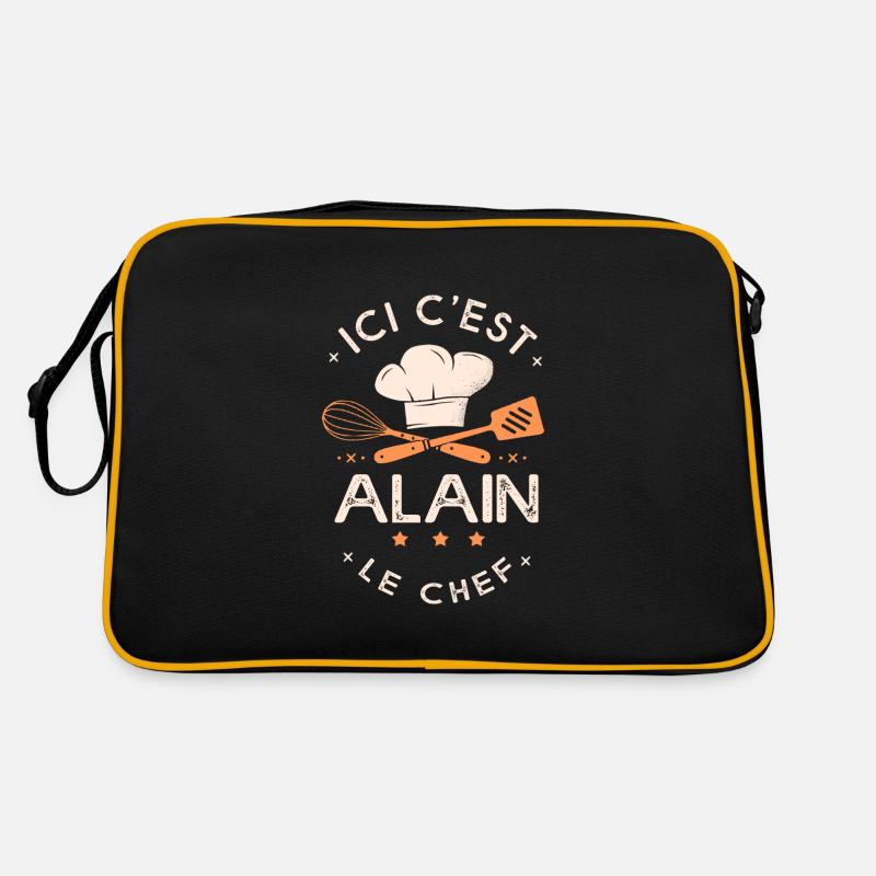 Alain Chef Ici c est alain le chef cuisinier - Sac Retro - noir/or