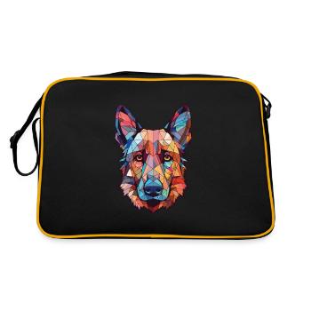 Belgian Shepherd Dog Breed Watercolor Illustration - Retro Bag - black/gold - Back