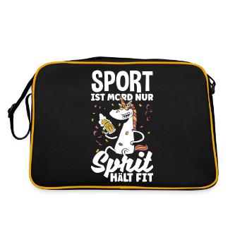 Sport ist Mord nur Sprit hält fit Biertrinker & - Retro Tasche - Schwarz/Gold - Hinten