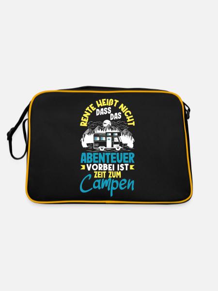 Rente heißt Zeit zum Campen - Retro Tasche - Schwarz/Gold - Hinten