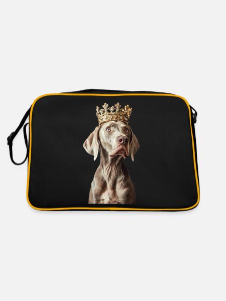 Weimaraner - Retro Tasche - Schwarz/Gold - Hinten