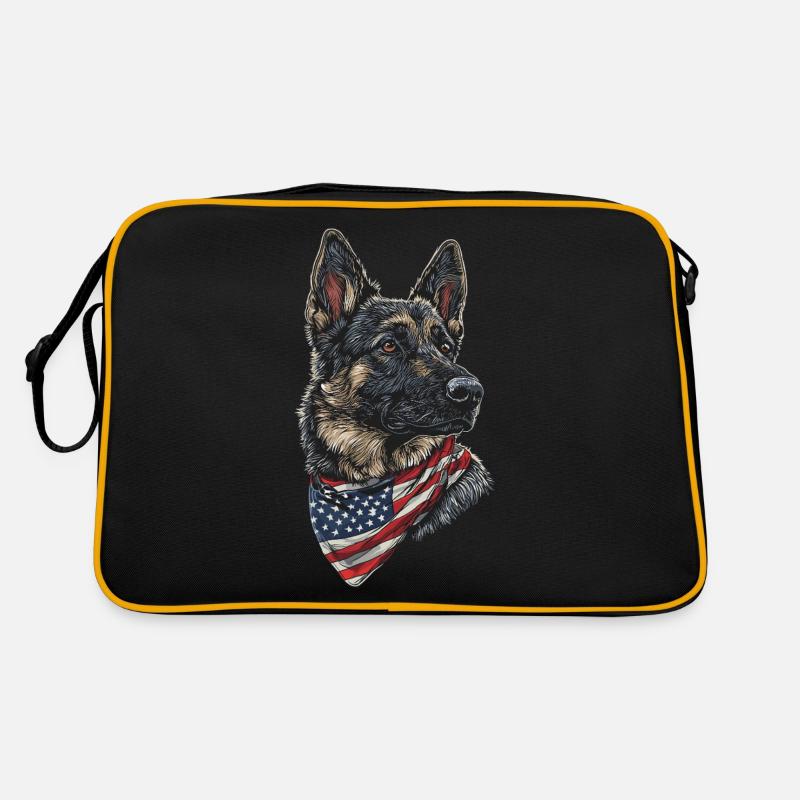 Deutscher Schäferhund - Retro Tasche - Schwarz/Gold
