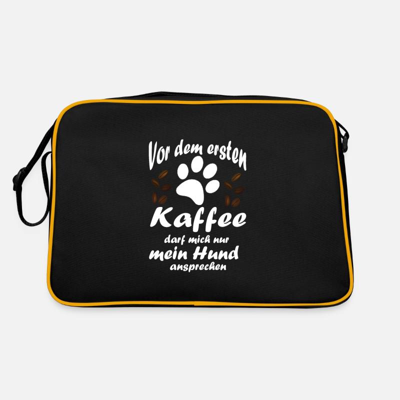 Vor dem ersten Kaffee Geschenk Hund - Retro Tasche - Schwarz/Gold