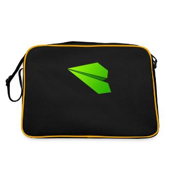 Airplane from paper design green - Retro Tasche - Schwarz/Gold - Hinten