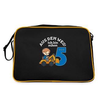 5. Geburtstag Bagger Junge - Retro Tasche - Schwarz/Gold - Hinten