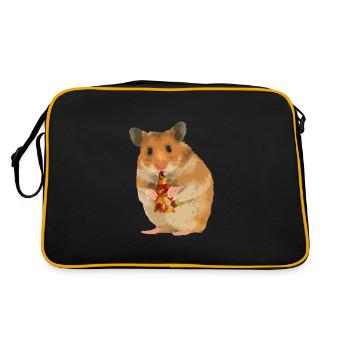 Hamster feeds pizza - Retro Bag - black/gold - Back