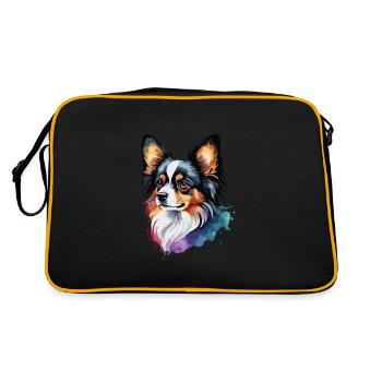 Papillon Chien Mignon Mignon Aquarelle Coloré - Sac Retro - noir/or - Dos