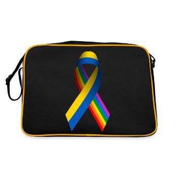 Ukrainian Peace Ribbon with Rainbow Flag - Retro Bag - black/gold - Back