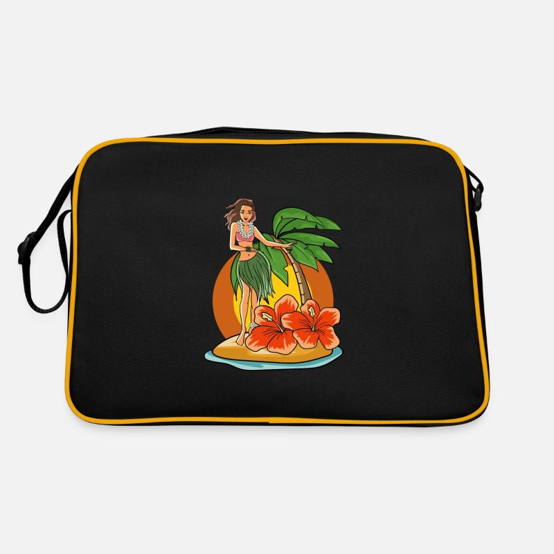 Hawaii Hula Mädchen - Retro Tasche - Schwarz/Gold