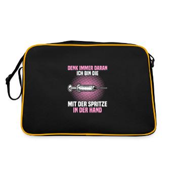 Arzthelferin Krankenschwester Ärztin - Retro Tasche - Schwarz/Gold - Hinten