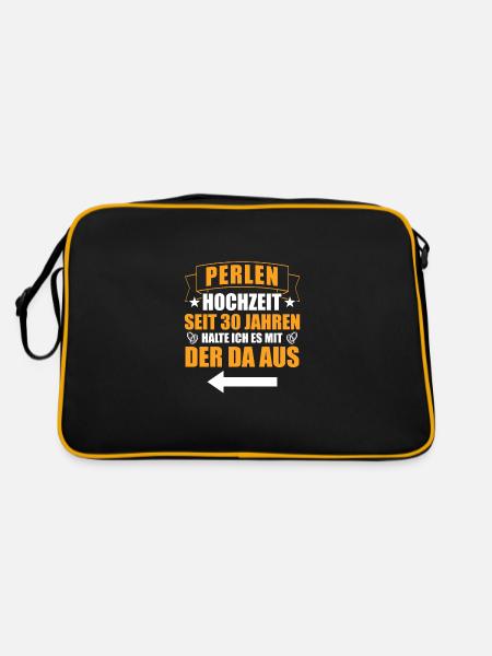 Mit der da 30. Hochzeitstag Perlenhochzeit - Retro Tasche - Schwarz/Gold - Hinten