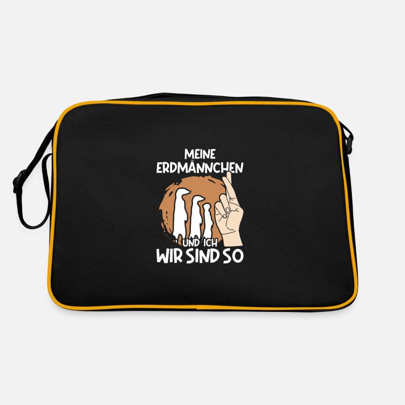 Meine Erdmännchen und ich wir sind so Erdmännchen - Retro Tasche - Schwarz/Gold
