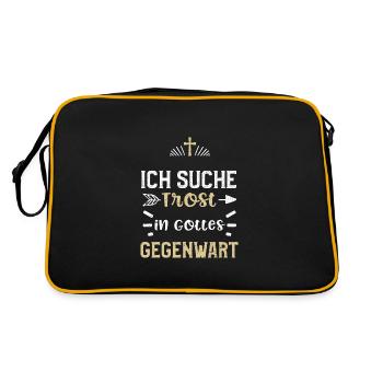 Ich suche Trost in Gottes Gegenwart - Retro Tasche - Schwarz/Gold - Hinten
